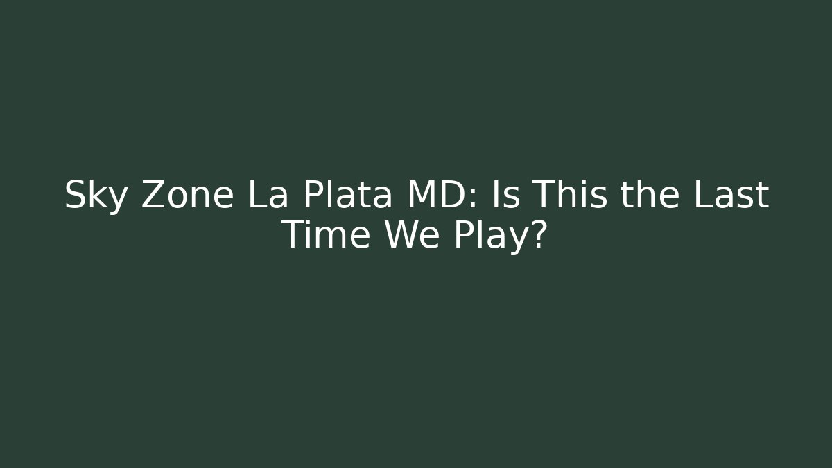 Sky Zone La Plata MD: Is This the Last Time We Play?