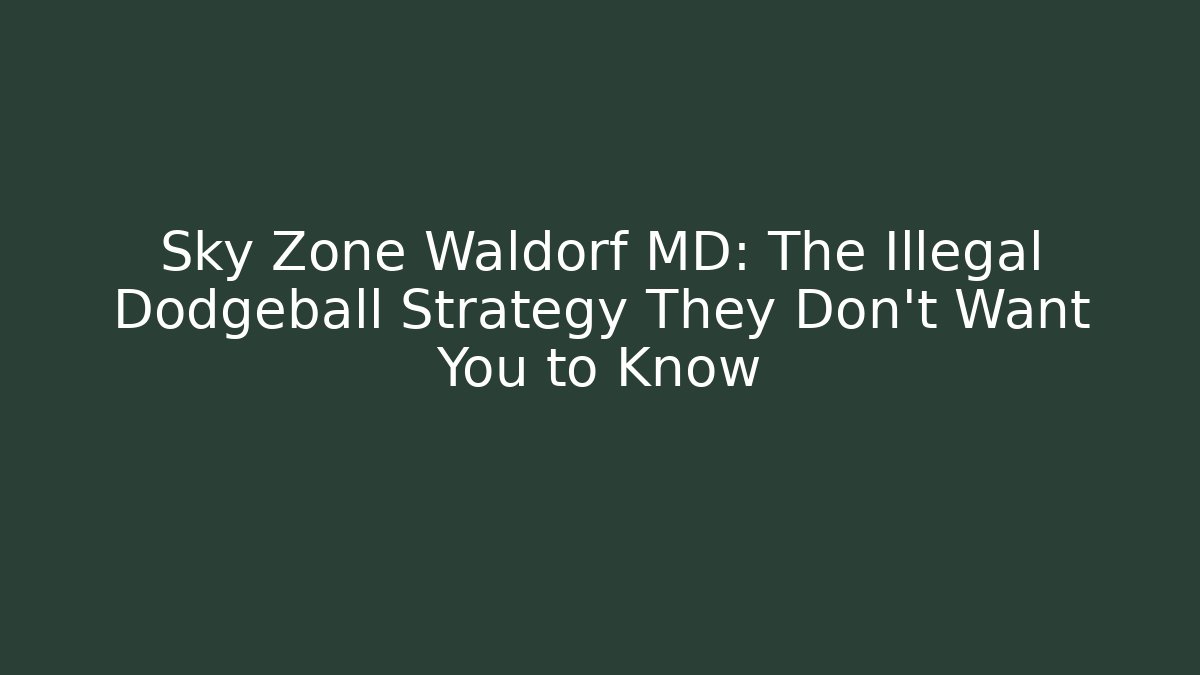 Sky Zone Waldorf MD: The Illegal Dodgeball Strategy They Don't Want You to Know