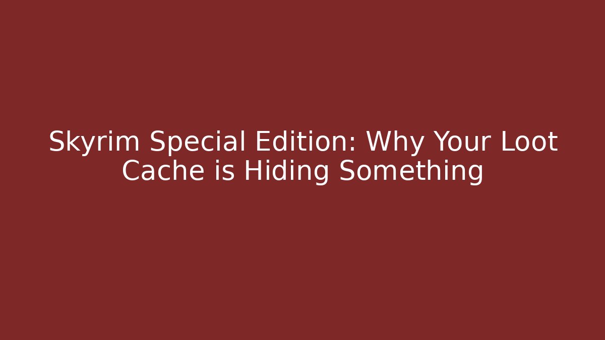 Skyrim Special Edition: Why Your Loot Cache is Hiding Something