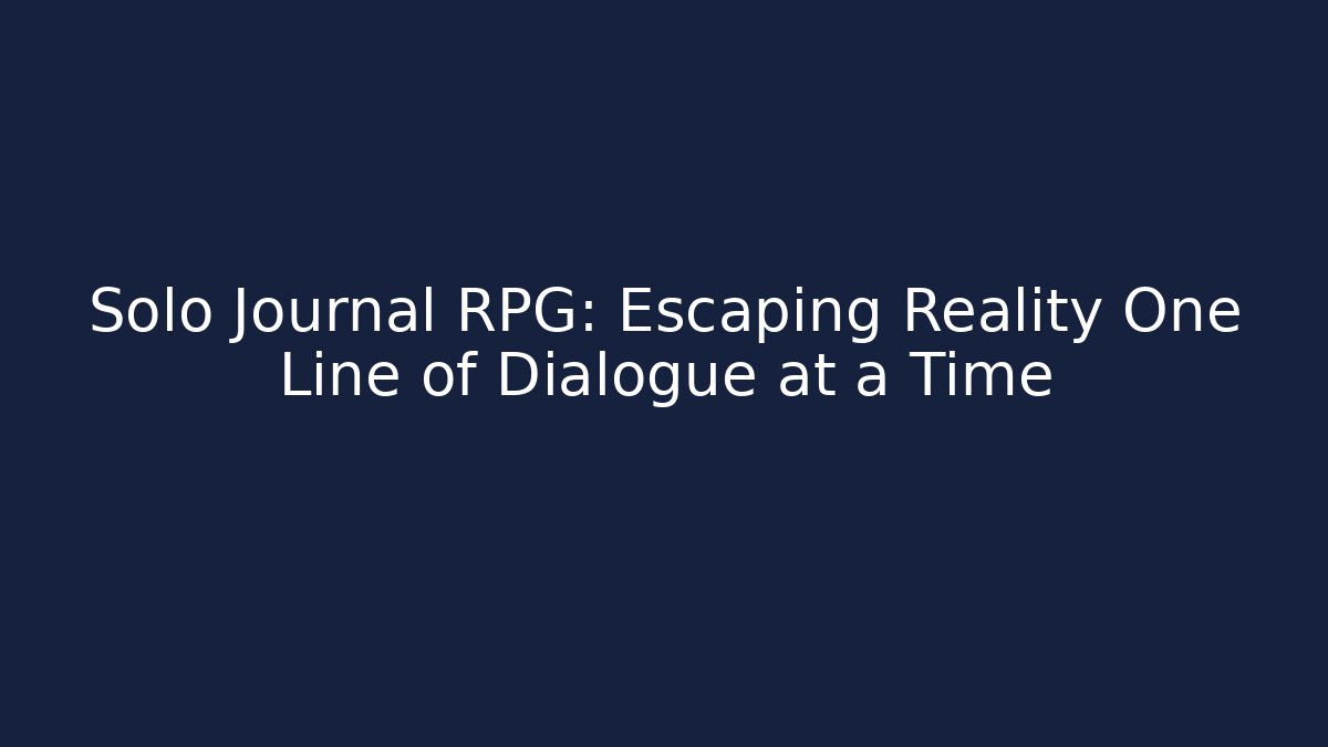 Solo Journal RPG: Escaping Reality One Line of Dialogue at a Time