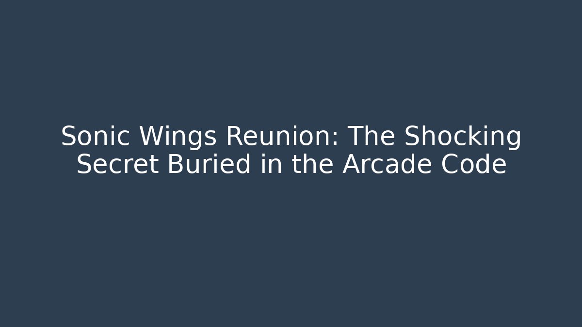 Sonic Wings Reunion: The Shocking Secret Buried in the Arcade Code