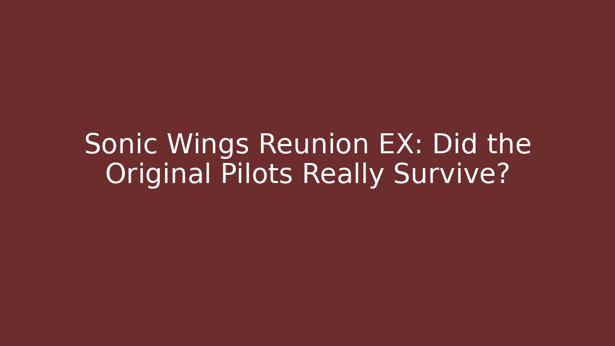 Sonic Wings Reunion EX: Did the Original Pilots Really Survive?
