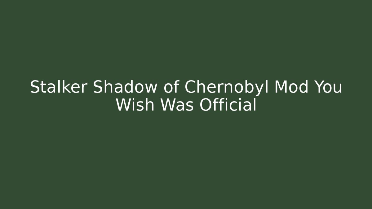 Stalker Shadow of Chernobyl Mod You Wish Was Official