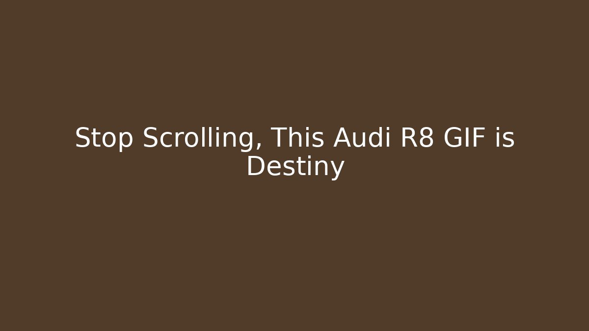 Stop Scrolling, This Audi R8 GIF is Destiny