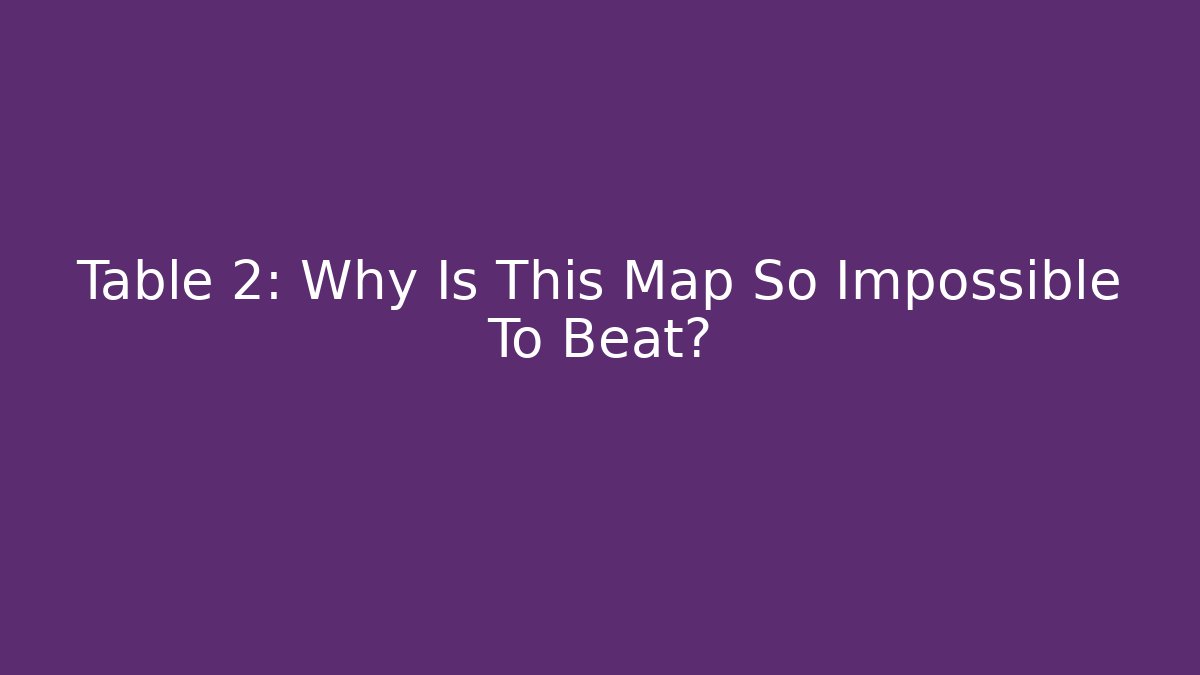 Table 2: Why Is This Map So Impossible To Beat?