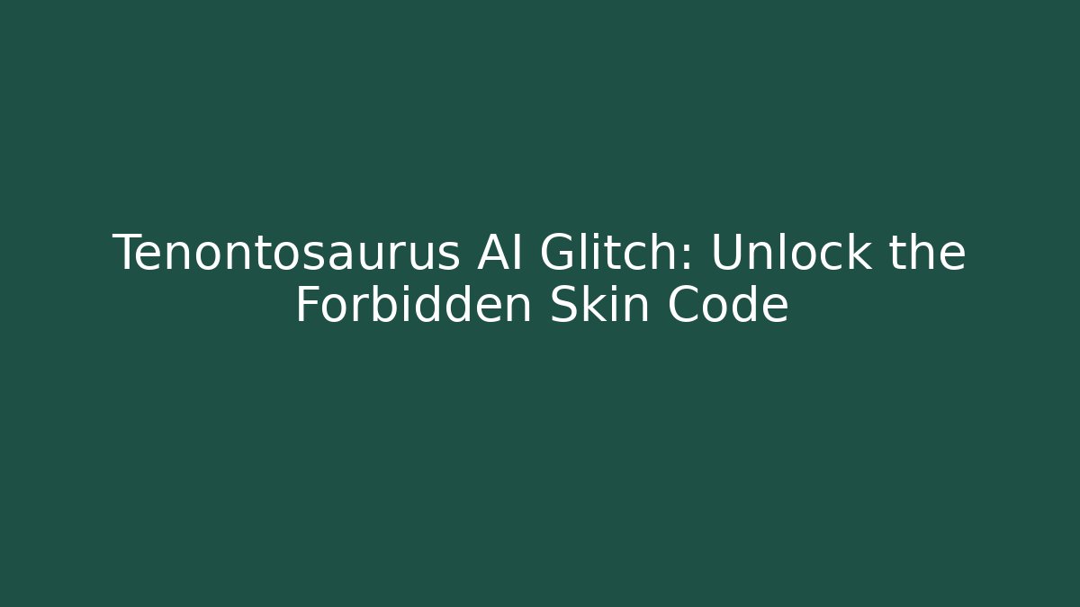Tenontosaurus AI Glitch: Unlock the Forbidden Skin Code - The Family Holidays