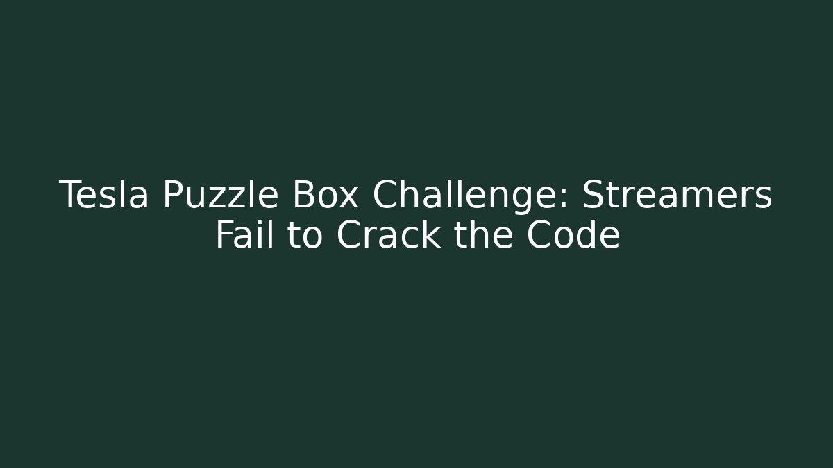 Tesla Puzzle Box Challenge: Streamers Fail to Crack the Code