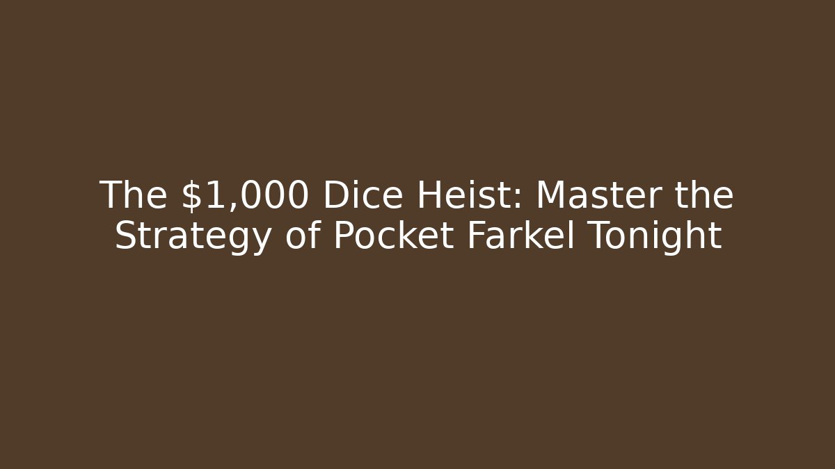 The $1,000 Dice Heist: Master the Strategy of Pocket Farkel Tonight