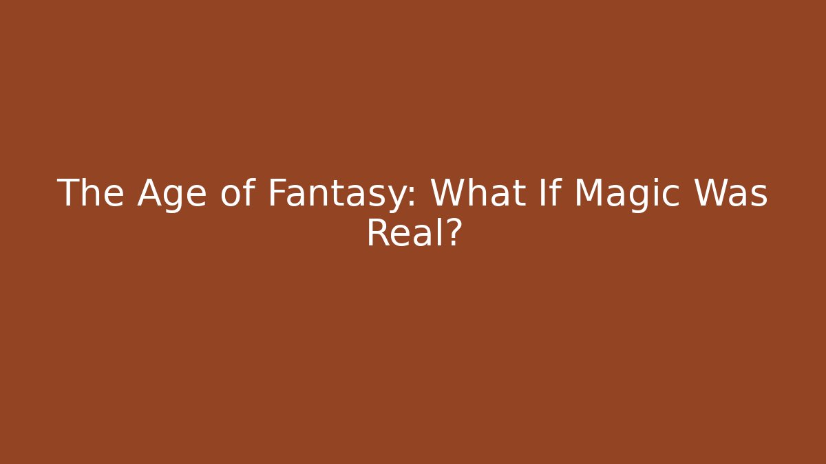 The Age of Fantasy: What If Magic Was Real?