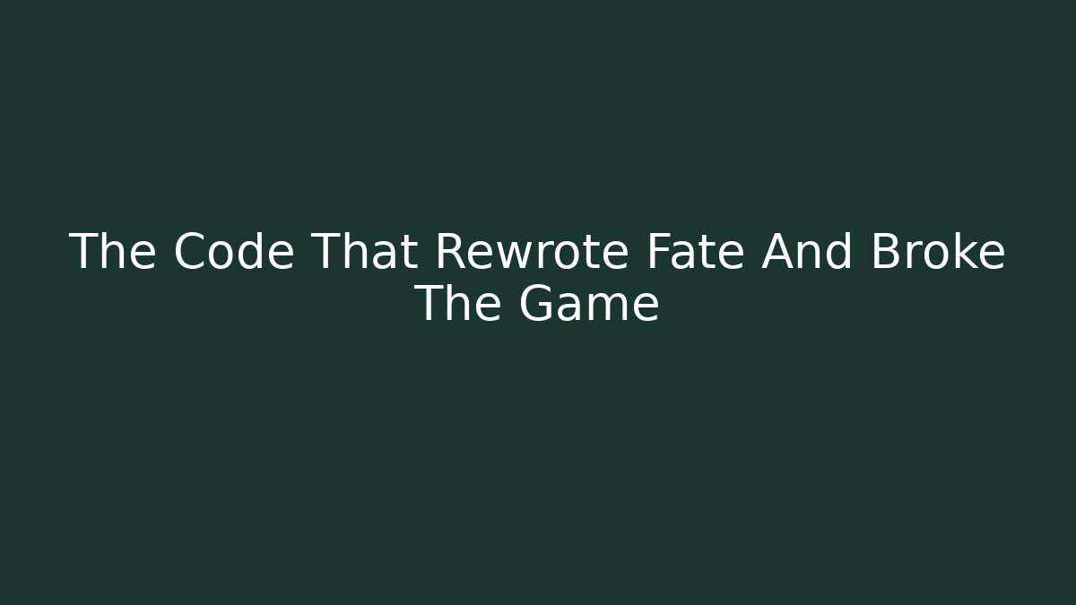 The Code That Rewrote Fate And Broke The Game