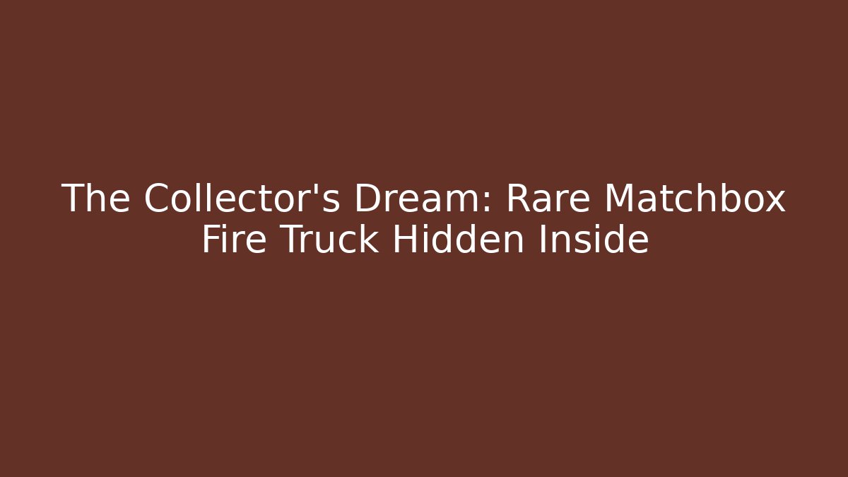 The Collector’s Dream: Rare Matchbox Fire Truck Hidden Inside - The Family Holidays