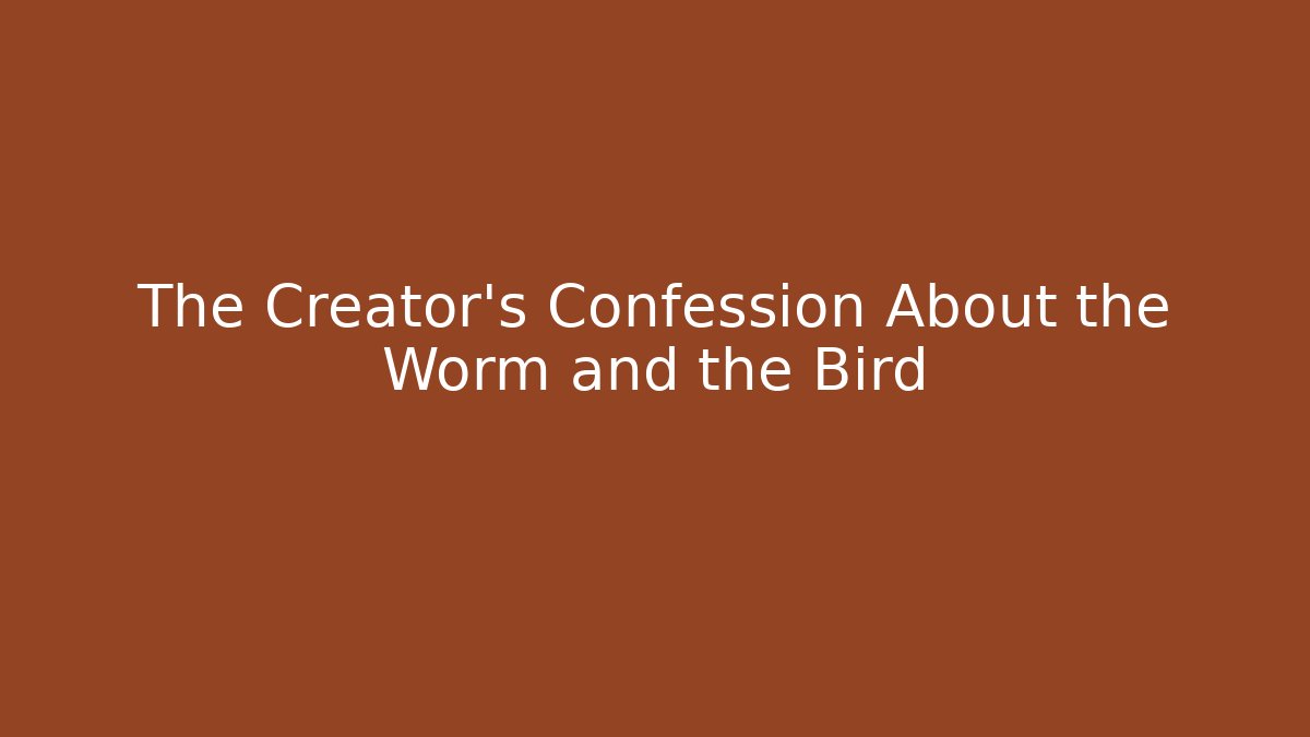 The Creator's Confession About the Worm and the Bird - The Family Holidays
