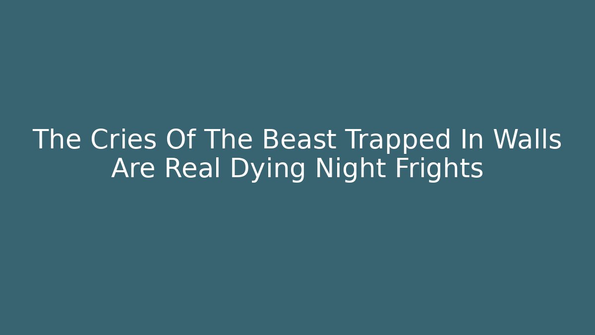 The Cries Of The Beast Trapped In Walls Are Real Dying Night Frights