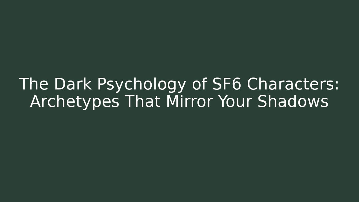 The Dark Psychology of SF6 Characters: Archetypes That Mirror Your Shadows