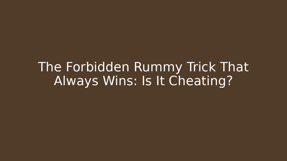 The Forbidden Rummy Trick That Always Wins: Is It Cheating?