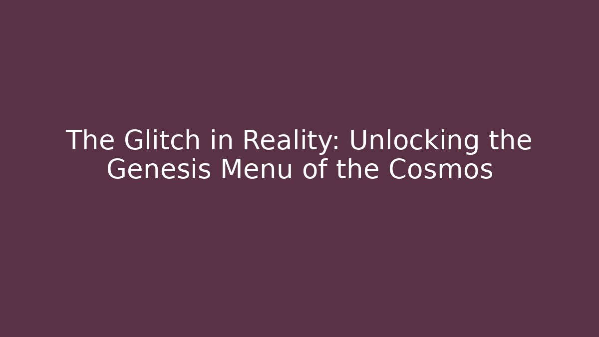 The Glitch in Reality: Unlocking the Genesis Menu of the Cosmos