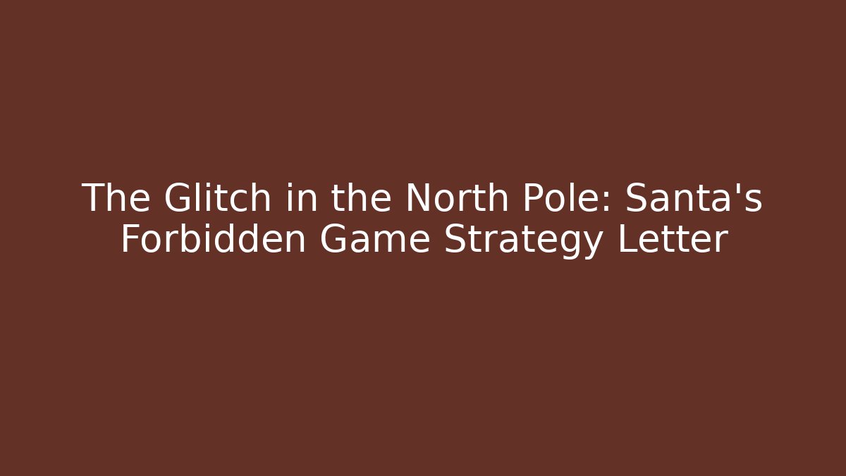 The Glitch in the North Pole: Santa’s Forbidden Game Strategy Letter