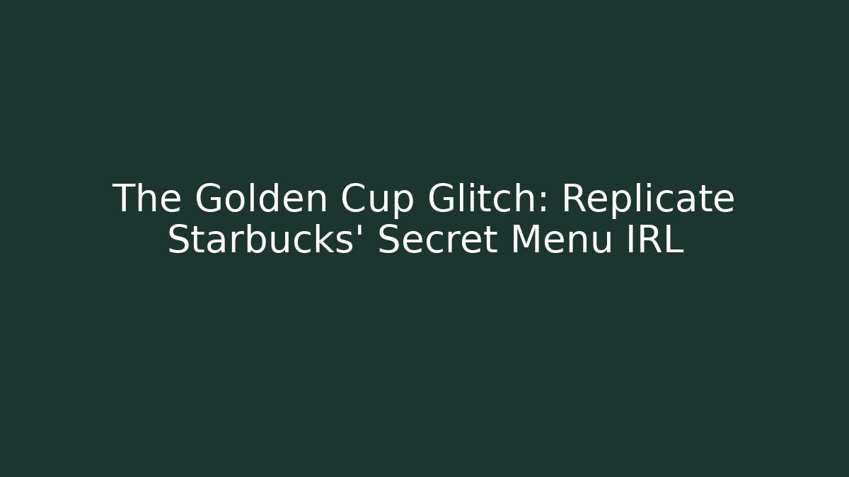 The Golden Cup Glitch: Replicate Starbucks' Secret Menu IRL - The Family Holidays