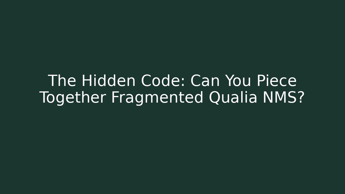 The Hidden Code: Can You Piece Together Fragmented Qualia NMS? - The Family Holidays