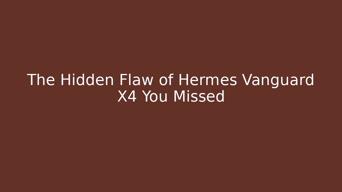 The Hidden Flaw of Hermes Vanguard X4 You Missed