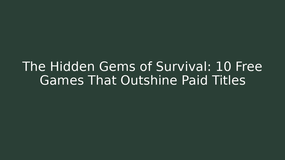 The Hidden Gems of Survival: 10 Free Games That Outshine Paid Titles
