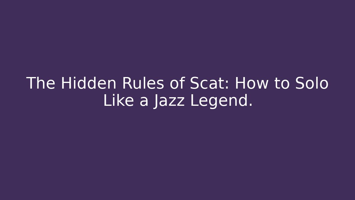 The Hidden Rules of Scat: How to Solo Like a Jazz Legend.