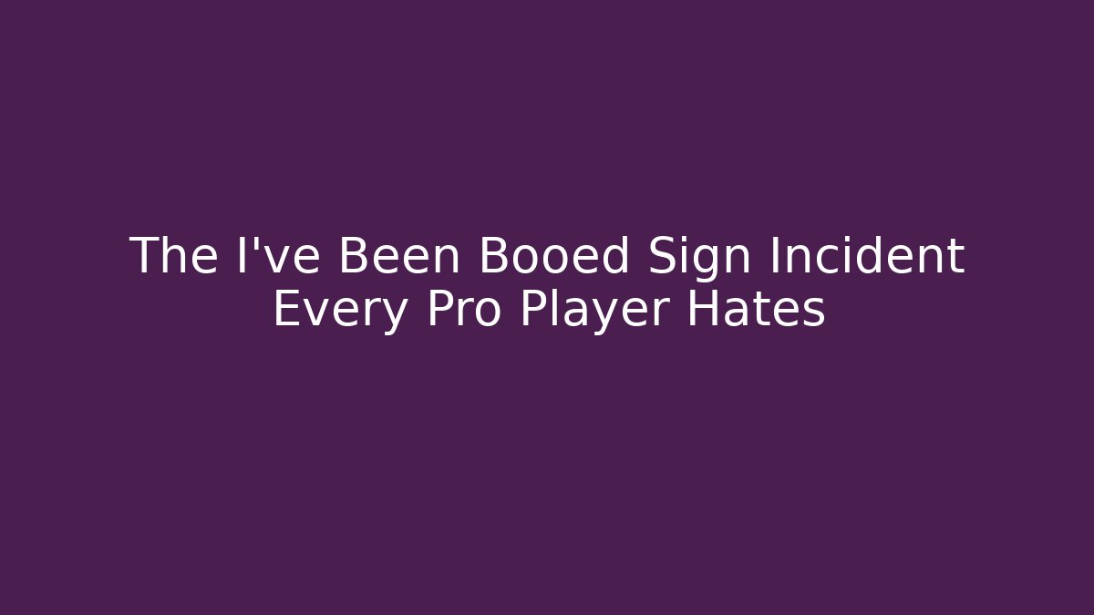 The I've Been Booed Sign Incident Every Pro Player Hates