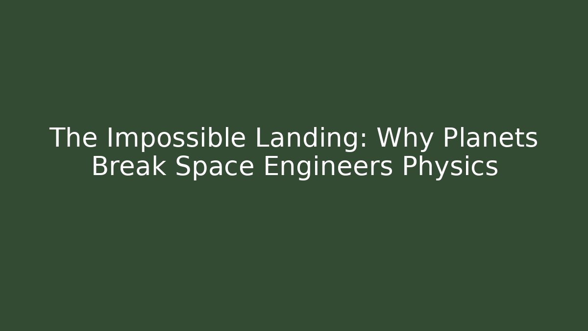 The Impossible Landing: Why Planets Break Space Engineers Physics