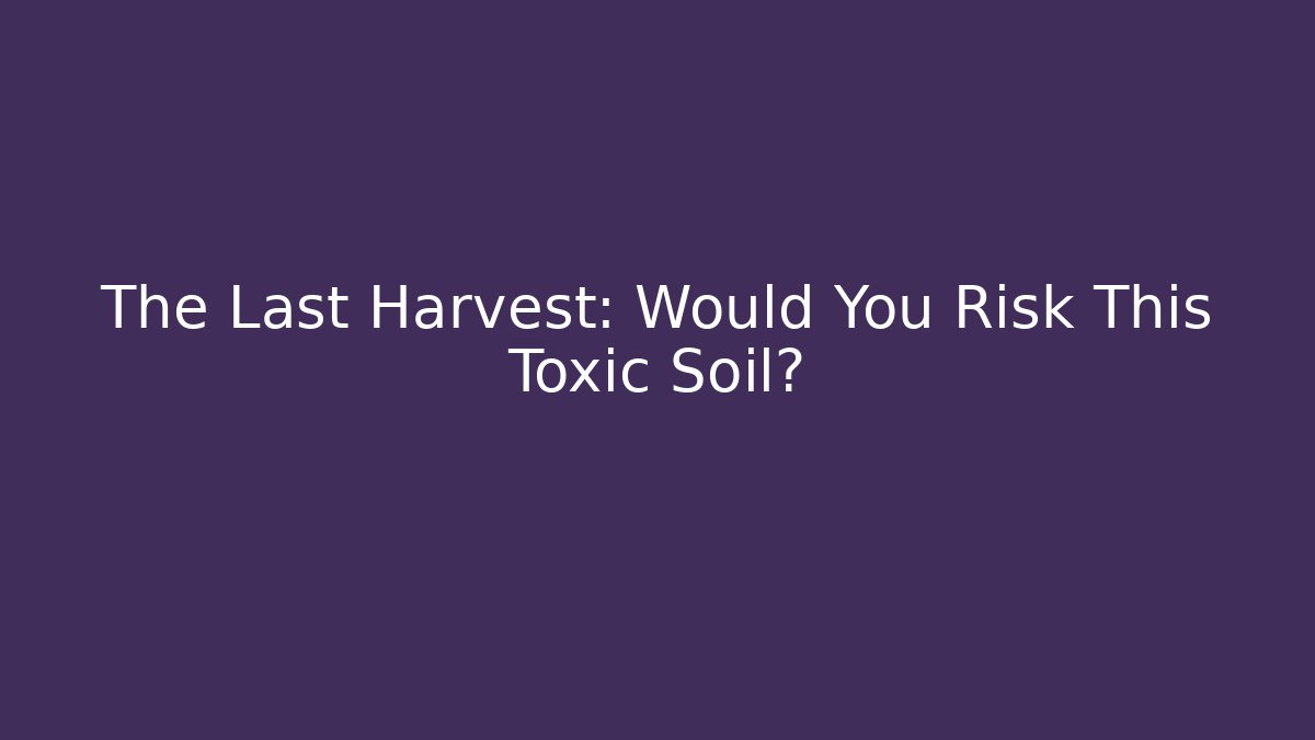 The Last Harvest: Would You Risk This Toxic Soil?