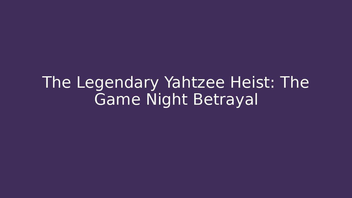 The Legendary Yahtzee Heist: The Game Night Betrayal
