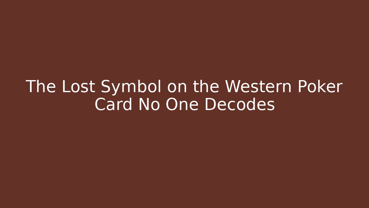 The Lost Symbol on the Western Poker Card No One Decodes