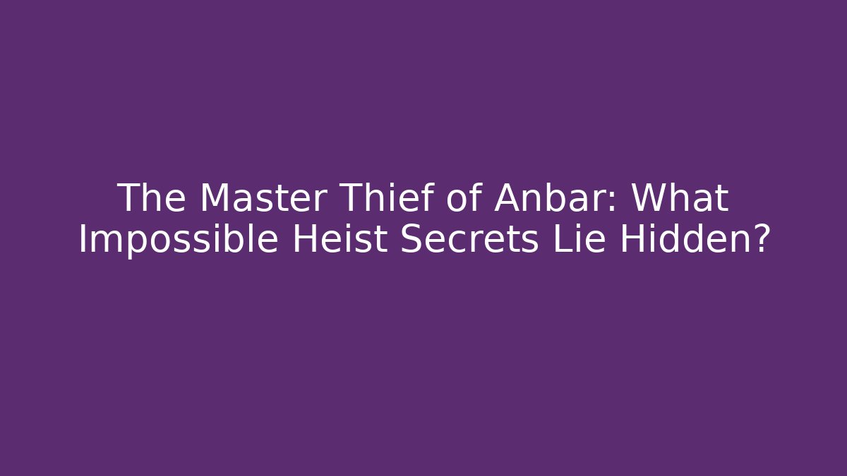 The Master Thief of Anbar: What Impossible Heist Secrets Lie Hidden?