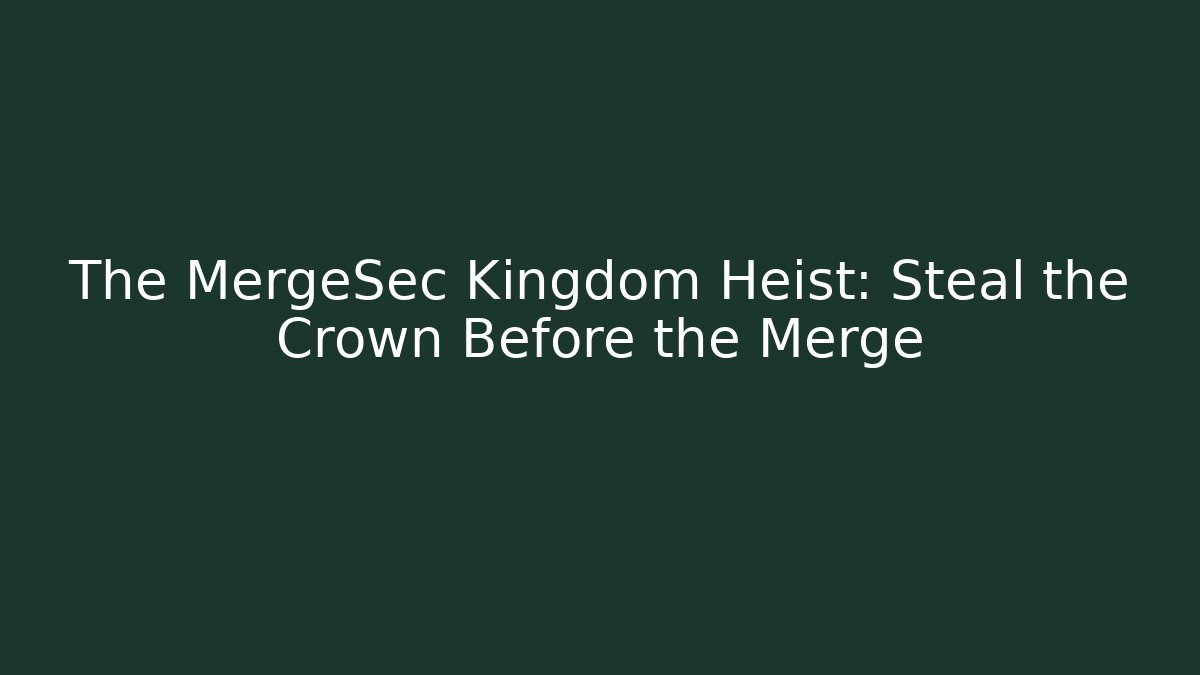 The MergeSec Kingdom Heist: Steal the Crown Before the Merge