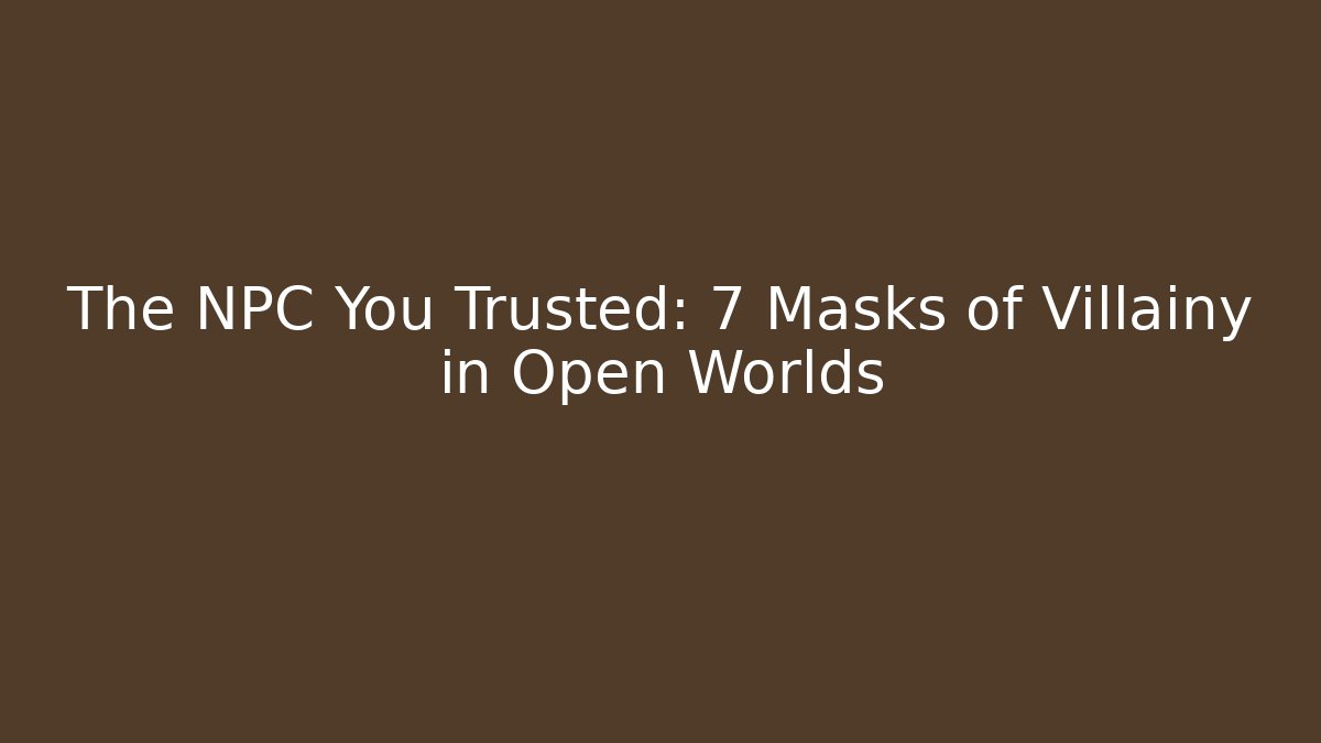 The NPC You Trusted: 7 Masks of Villainy in Open Worlds