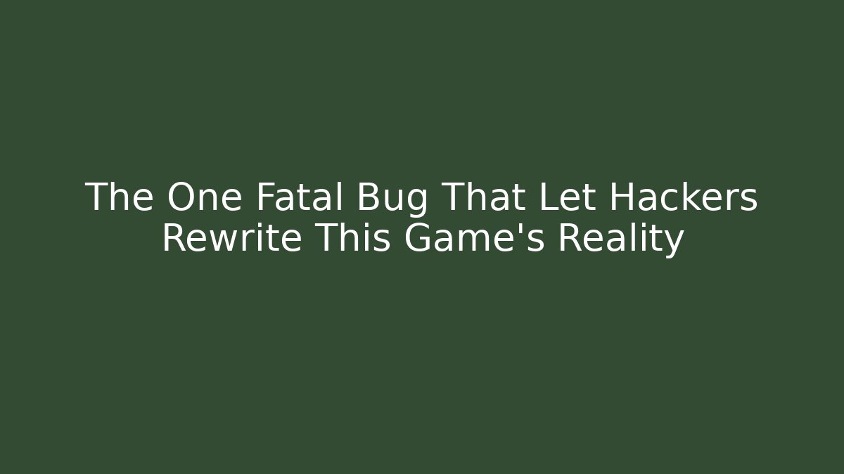 The One Fatal Bug That Let Hackers Rewrite This Game's Reality