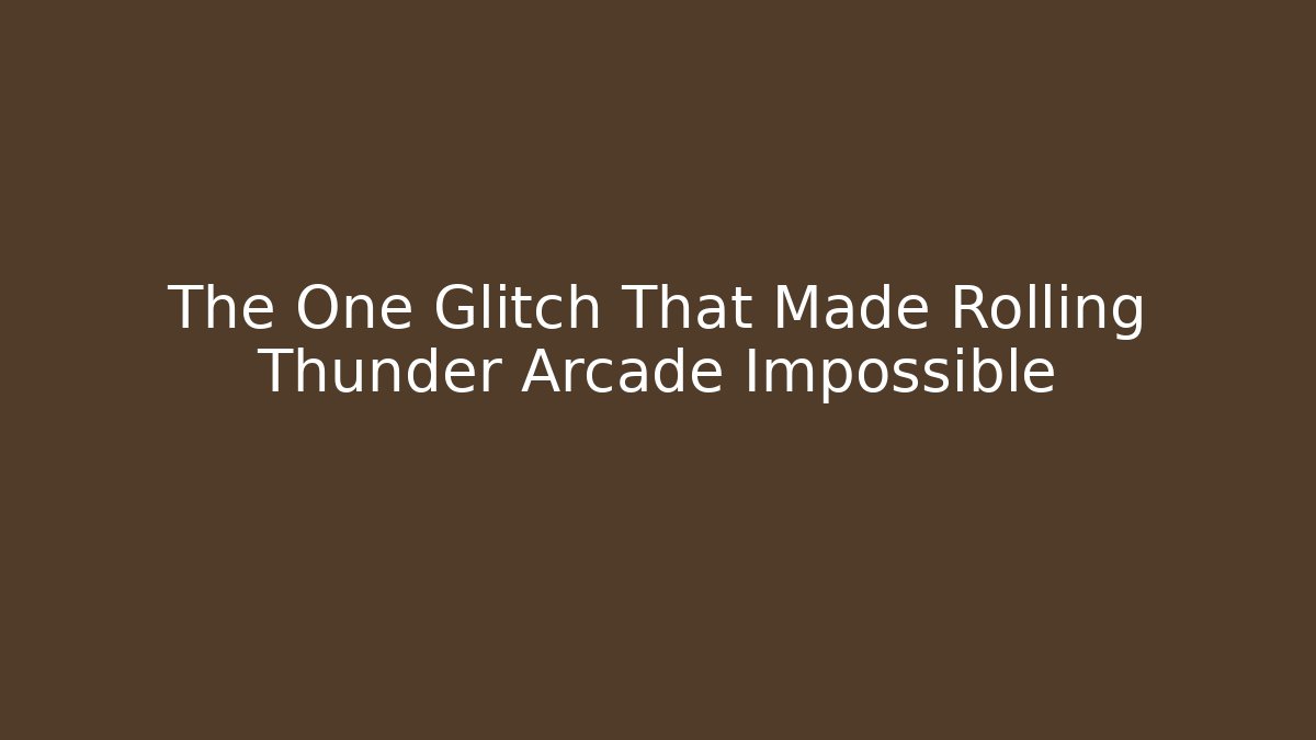 The One Glitch That Made Rolling Thunder Arcade Impossible