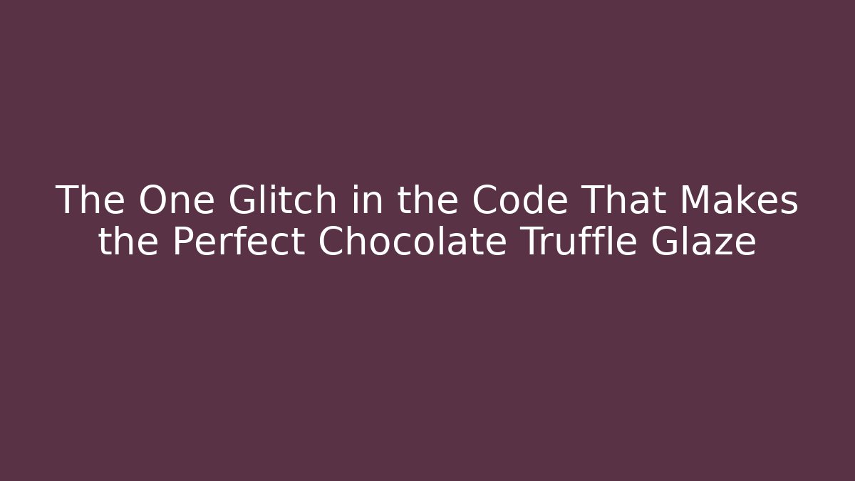 The One Glitch in the Code That Makes the Perfect Chocolate Truffle Glaze