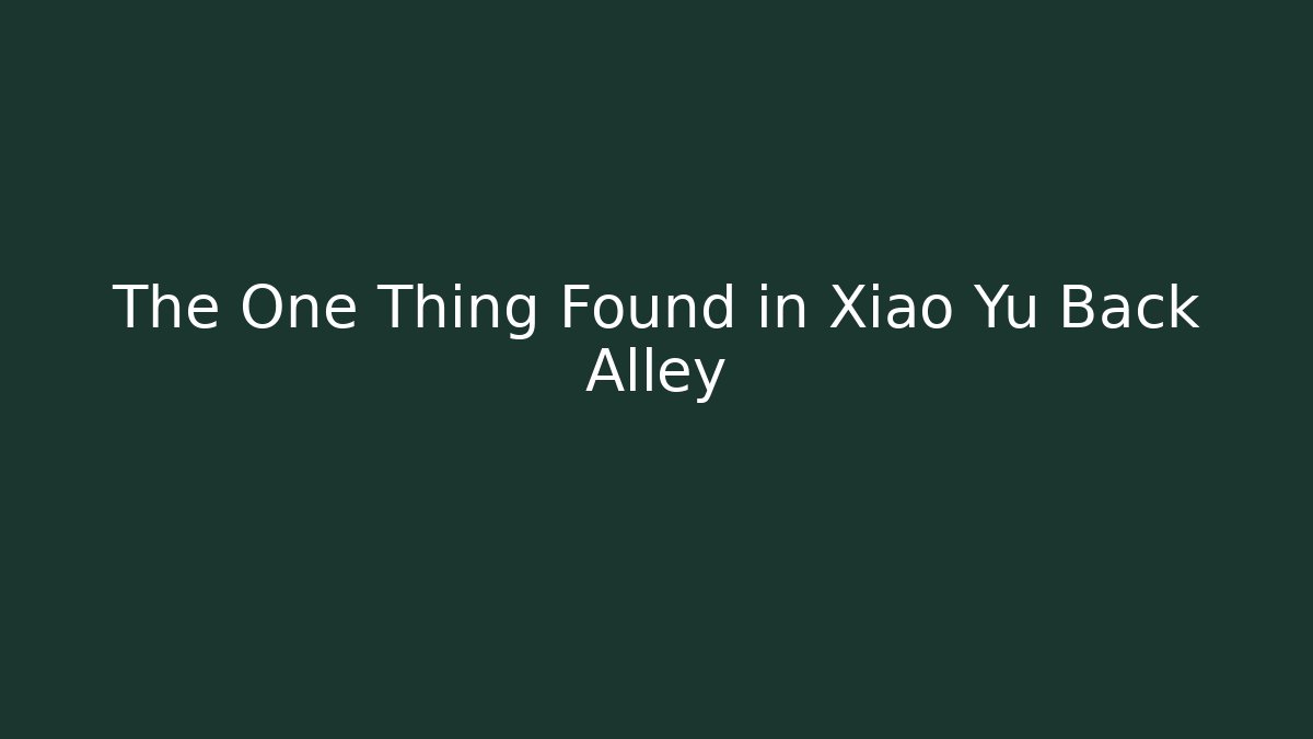 The One Thing Found in Xiao Yu Back Alley