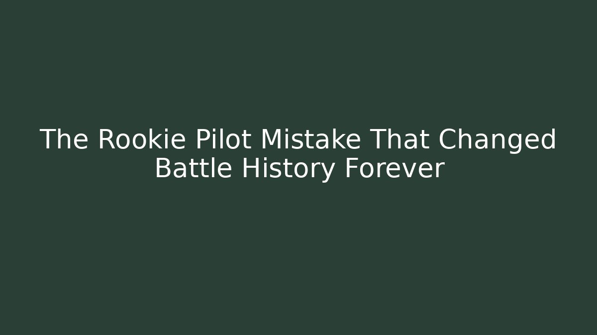 The Rookie Pilot Mistake That Changed Battle History Forever - The Family Holidays