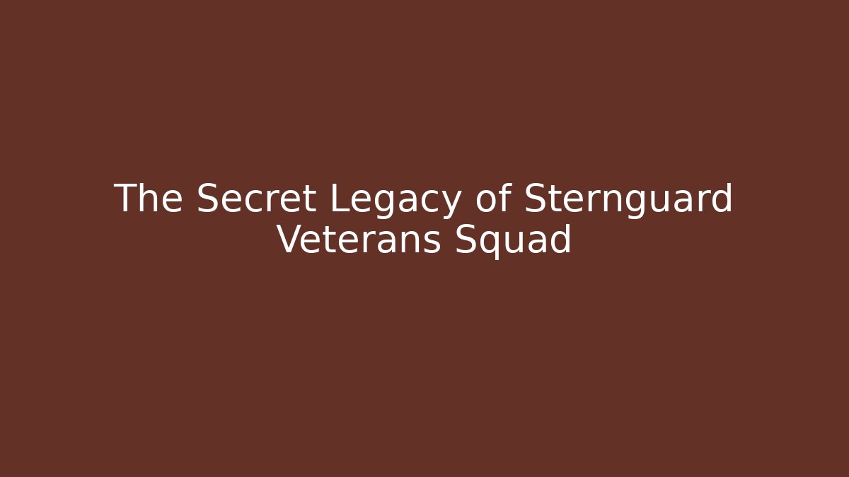 The Secret Legacy of Sternguard Veterans Squad