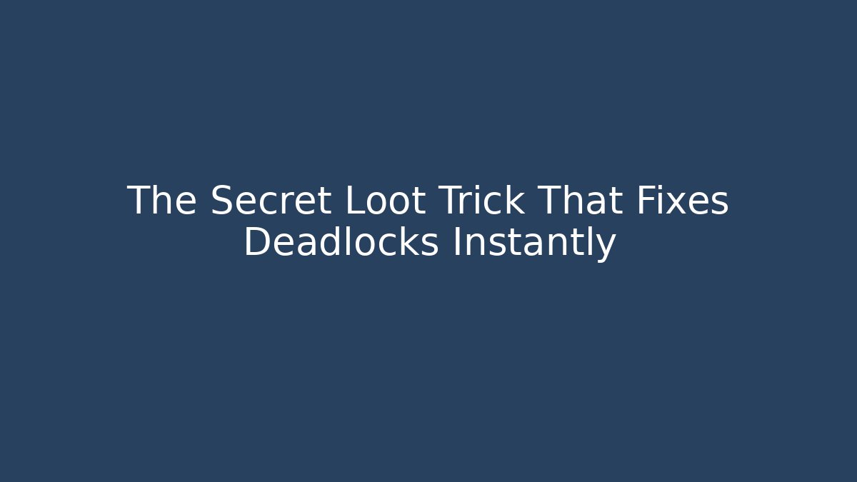 The Secret Loot Trick That Fixes Deadlocks Instantly
