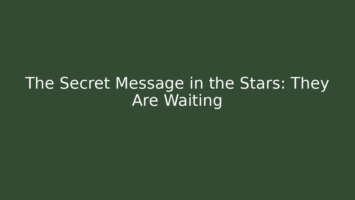 The Secret Message in the Stars: They Are Waiting