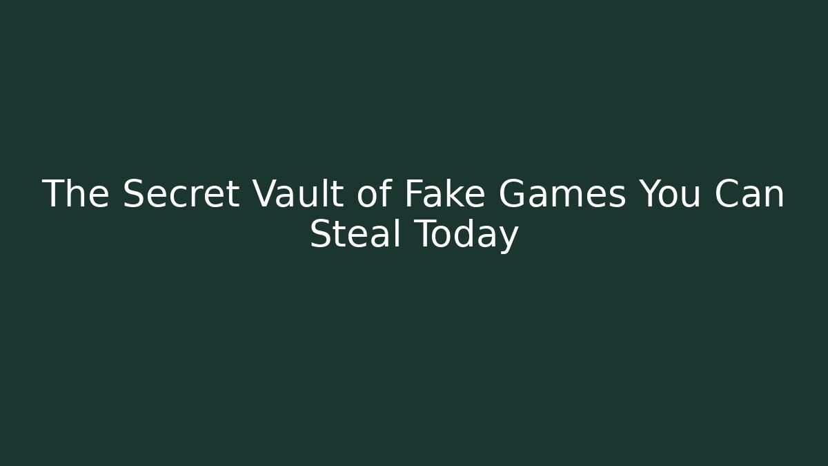 The Secret Vault of Fake Games You Can Steal Today