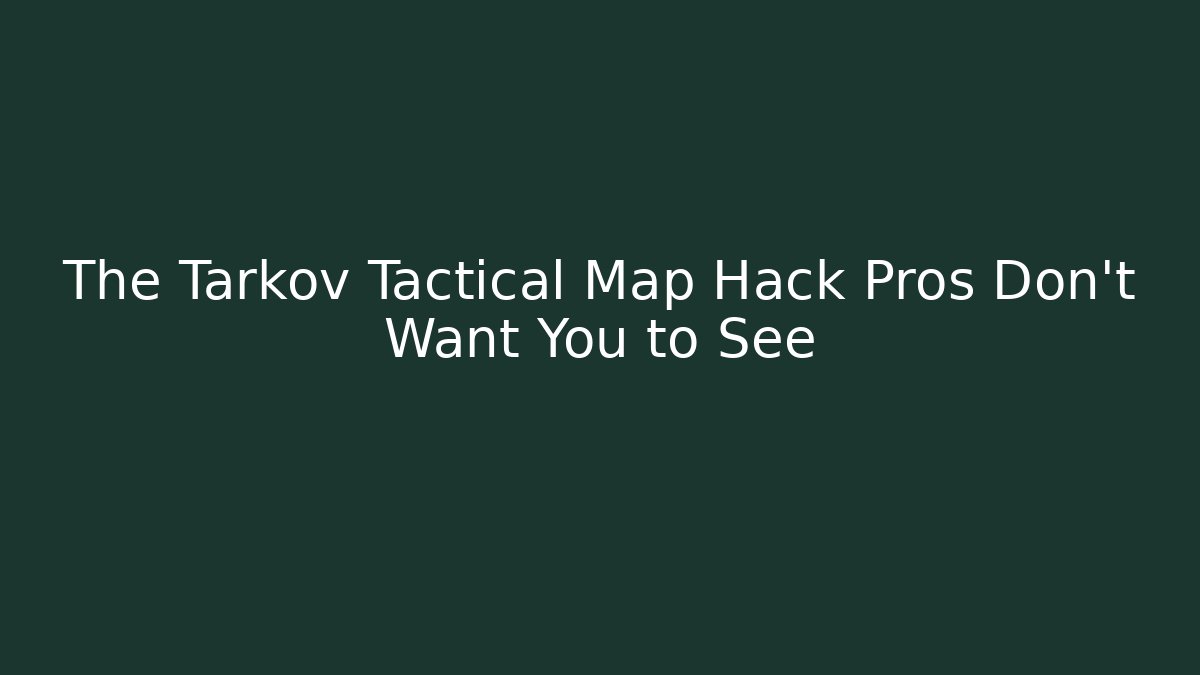 The Tarkov Tactical Map Hack Pros Don't Want You to See