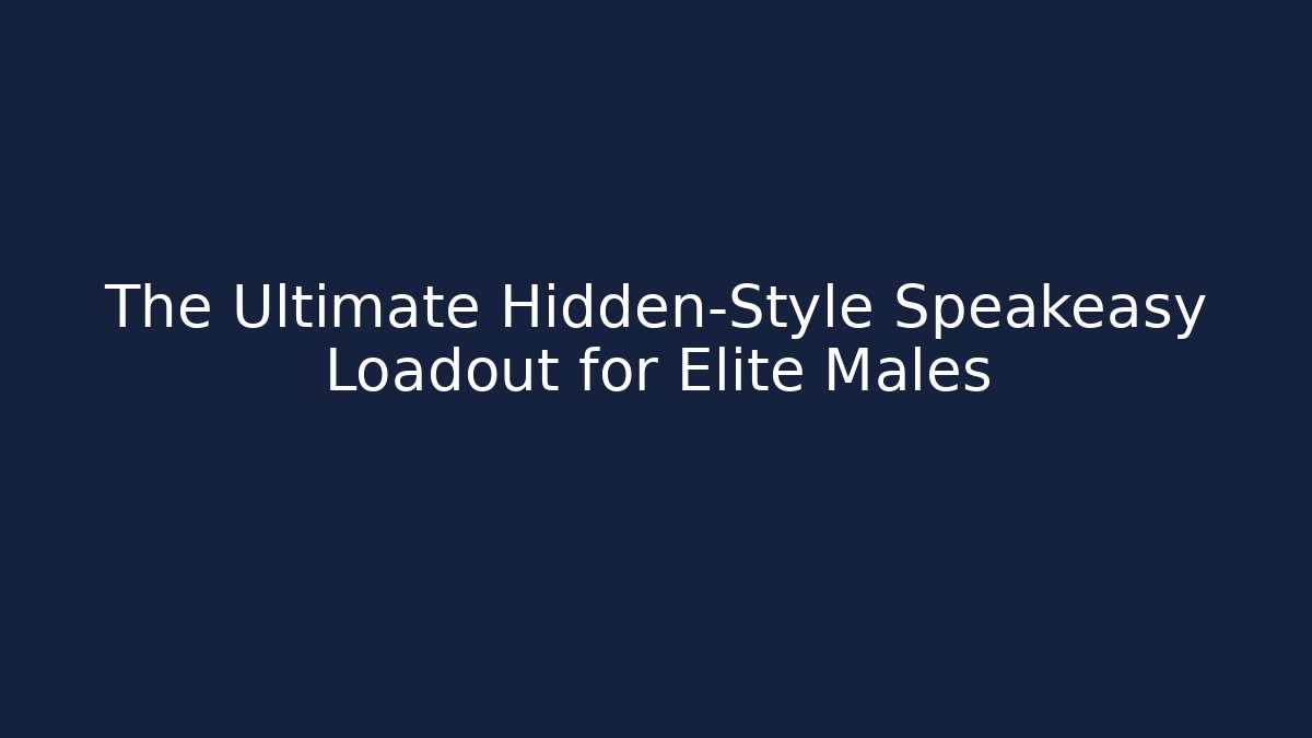 The Ultimate Hidden-Style Speakeasy Loadout for Elite Males