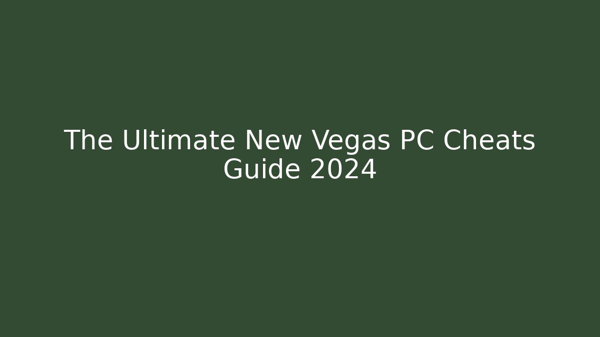 The Ultimate New Vegas PC Cheats Guide 2024