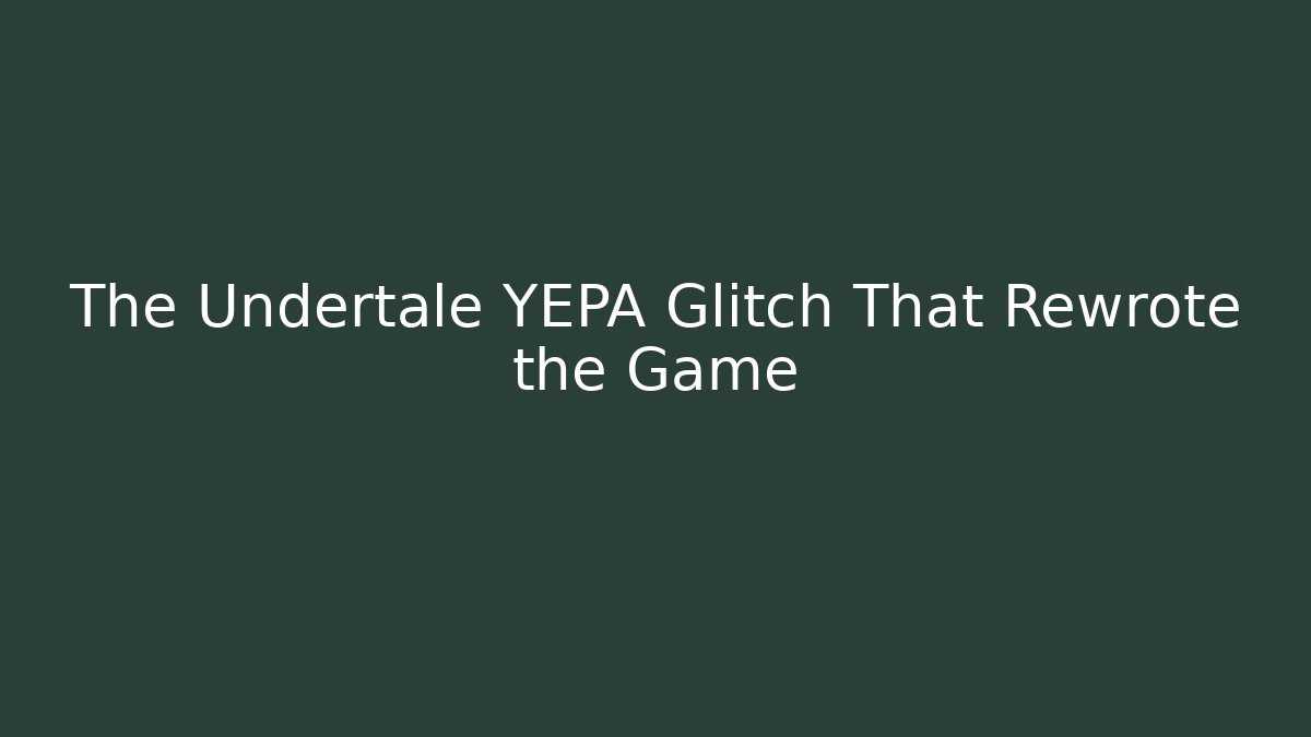 The Undertale YEPA Glitch That Rewrote the Game
