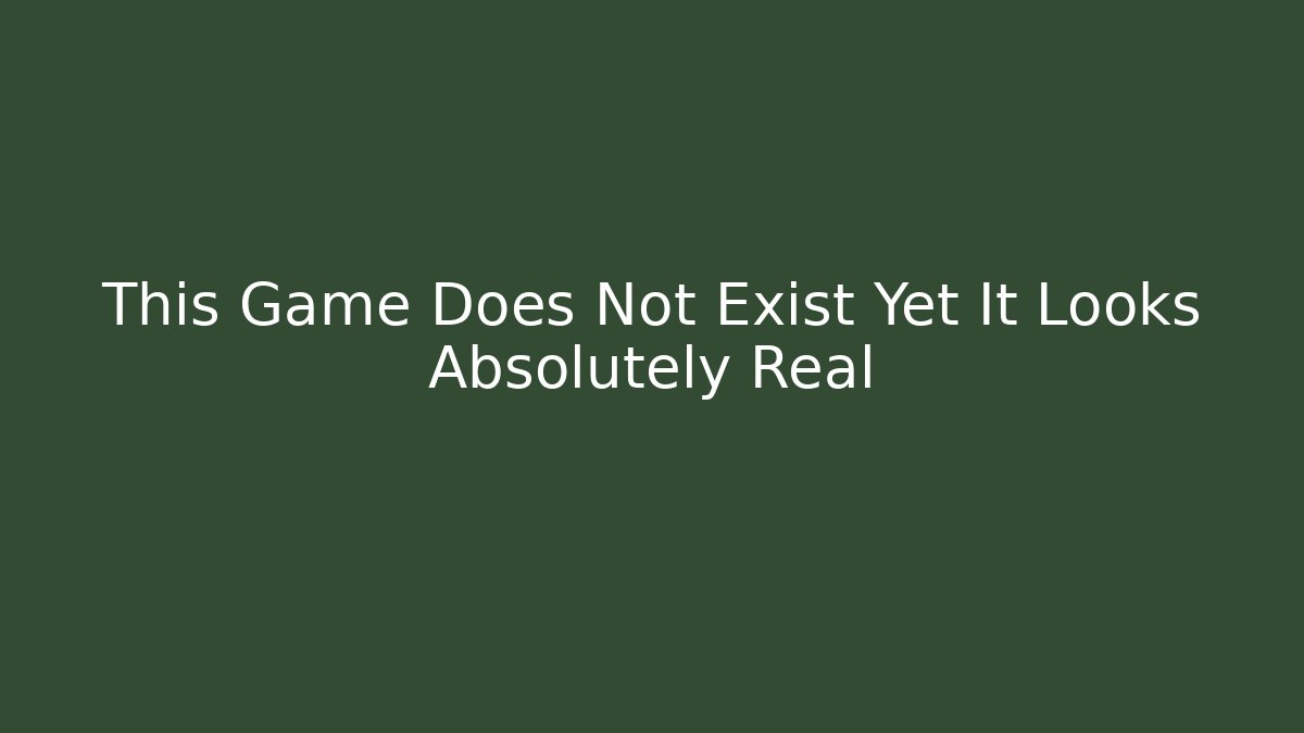 This Game Does Not Exist Yet It Looks Absolutely Real