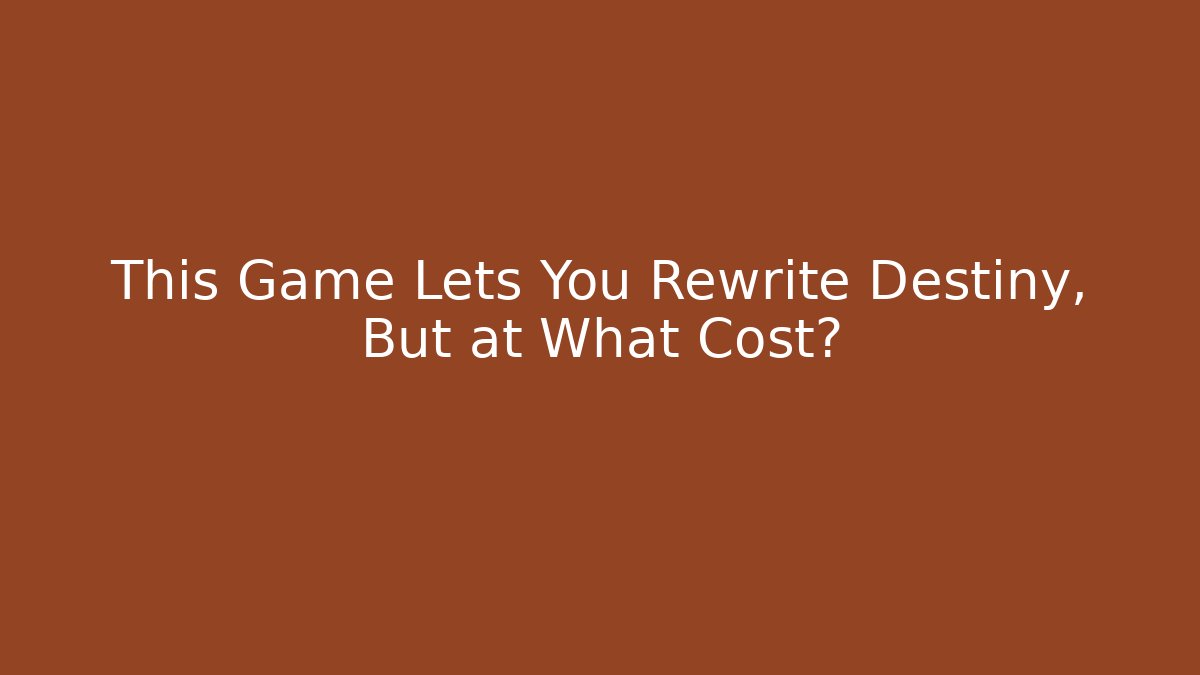 This Game Lets You Rewrite Destiny, But at What Cost? - The Family Holidays