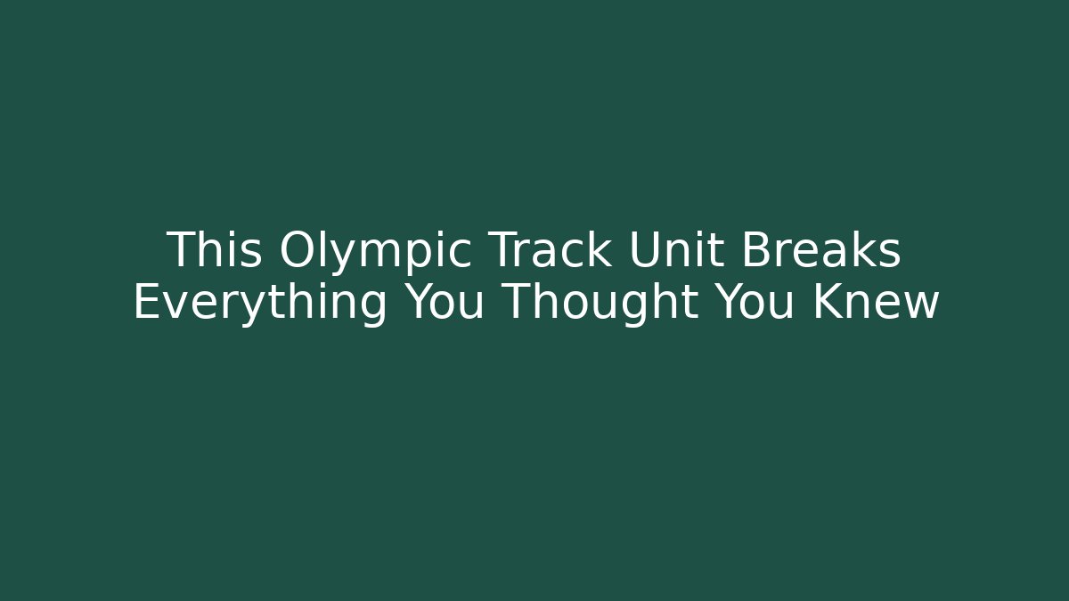 This Olympic Track Unit Breaks Everything You Thought You Knew